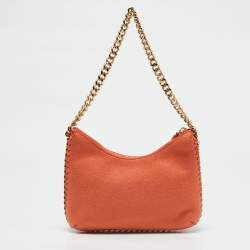 Pre Owned Stella McCartney Orange Faux Suede Mini Zip Falabella Shoulder Bag