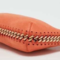 Pre Owned Stella McCartney Orange Faux Suede Mini Zip Falabella Shoulder Bag