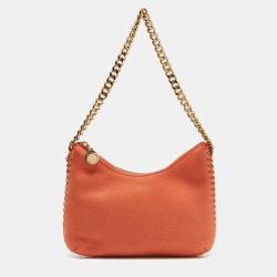 Pre Owned Stella McCartney Orange Faux Suede Mini Zip Falabella Shoulder Bag