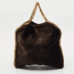 مملوكة مسبقًا Stella McCartney Brown Python Print Velvet Small Falabella Tote