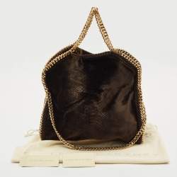 مملوكة مسبقًا Stella McCartney Brown Python Print Velvet Small Falabella Tote