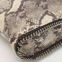 Stella McCartney Beige Python Print Faux Patent Leather Small Falabella Tote