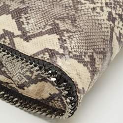 Stella McCartney Beige Python Print Faux Patent Leather Small Falabella Tote