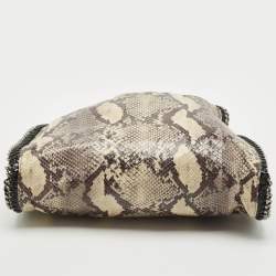 Stella McCartney Beige Python Print Faux Patent Leather Small Falabella Tote