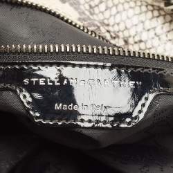 Stella McCartney Beige Python Print Faux Patent Leather Small Falabella Tote
