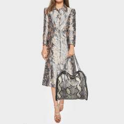 Stella McCartney Beige Python Print Faux Patent Leather Small Falabella Tote