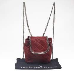Stella McCartney Red Faux Suede Mini Falabella Drawstring Backpack