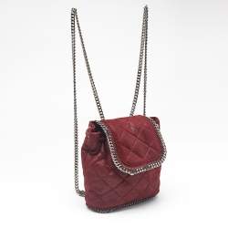 Stella McCartney Red Faux Suede Mini Falabella Drawstring Backpack