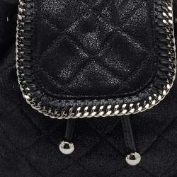Stella McCartney Black Quilted Faux Leather Mini Falabella Backpack