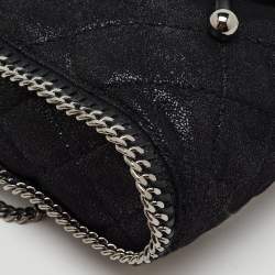 Stella McCartney Black Quilted Faux Leather Mini Falabella Backpack