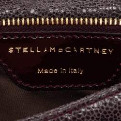 Stella McCartney Burgundy Faux Leather Zipper Detail Fold Over Clutch
