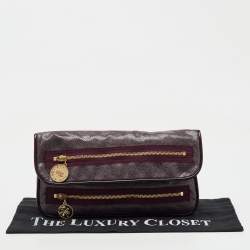 Stella McCartney Burgundy Faux Leather Zipper Detail Fold Over Clutch