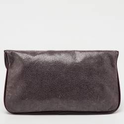 Stella McCartney Burgundy Faux Leather Zipper Detail Fold Over Clutch