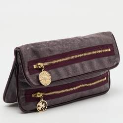 Stella McCartney Burgundy Faux Leather Zipper Detail Fold Over Clutch