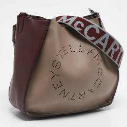Stella McCartney Burgundy/Beige Faux Leather Mini Logo Crossbody Bag