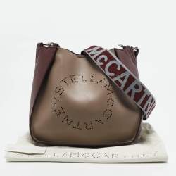 Stella McCartney Burgundy/Beige Faux Leather Mini Logo Crossbody Bag