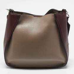 Stella McCartney Burgundy/Beige Faux Leather Mini Logo Crossbody Bag