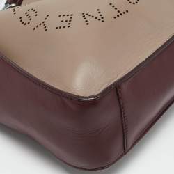 Stella McCartney Burgundy/Beige Faux Leather Mini Logo Crossbody Bag