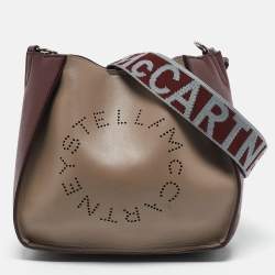 Stella McCartney Burgundy/Beige Faux Leather Mini Logo Crossbody Bag