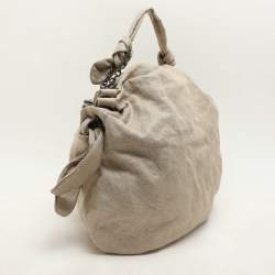 Stella McCartney Metallic Beige/Gold Jute Bow Hobo