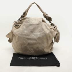 Stella McCartney Metallic Beige/Gold Jute Bow Hobo