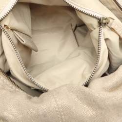 Stella McCartney Metallic Beige/Gold Jute Bow Hobo