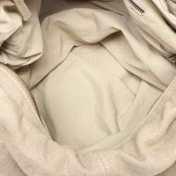 Stella McCartney Metallic Beige/Gold Jute Bow Hobo