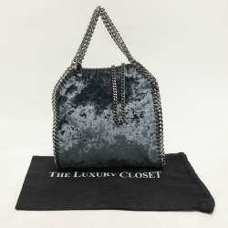 Stella McCartney Teal Velvet Mini Falabella Tote