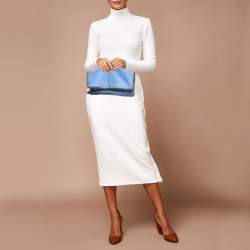 Stella McCartney Blue Faux Suede Falabella Fold Over Clutch