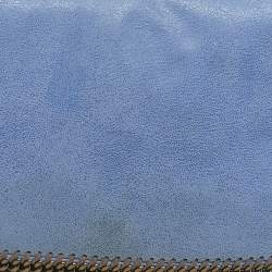 Stella McCartney Blue Faux Suede Falabella Fold Over Clutch