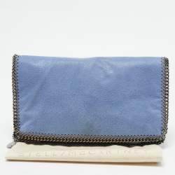 Stella McCartney Blue Faux Suede Falabella Fold Over Clutch