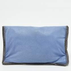 Stella McCartney Blue Faux Suede Falabella Fold Over Clutch