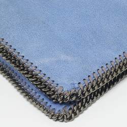 Stella McCartney Blue Faux Suede Falabella Fold Over Clutch