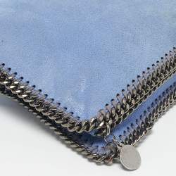 Stella McCartney Blue Faux Suede Falabella Fold Over Clutch