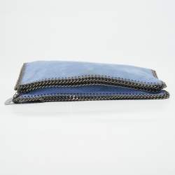 Stella McCartney Blue Faux Suede Falabella Fold Over Clutch