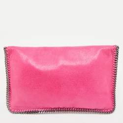 Stella McCartney Fuchsia Faux Suede Falabella Fold Over Clutch