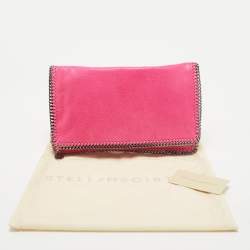 Stella McCartney Fuchsia Faux Suede Falabella Fold Over Clutch