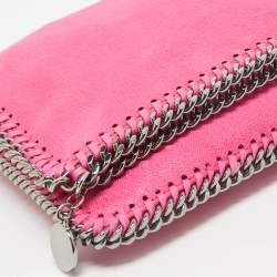 Stella McCartney Fuchsia Faux Suede Falabella Fold Over Clutch