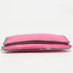 Stella McCartney Fuchsia Faux Suede Falabella Fold Over Clutch