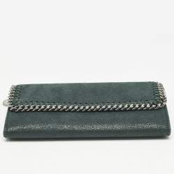 Stella McCartney Dark Green Faux Leather Falabella Flap Continental Wallet