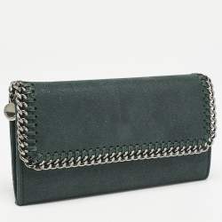 Stella McCartney Dark Green Faux Leather Falabella Flap Continental Wallet