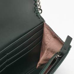 Stella McCartney Dark Green Faux Leather Falabella Flap Continental Wallet
