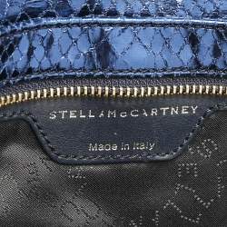 Stella McCartney Metallic Blue Python Effect Faux Leather Falabella Fold Over Clutch