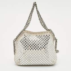 Stella McCartney Light Grey Fabric Mini Falabella Crystals Tote