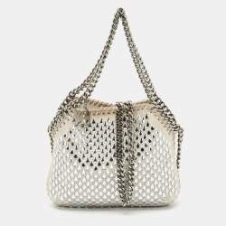 Stella McCartney Light Grey Fabric Mini Falabella Crystals Tote