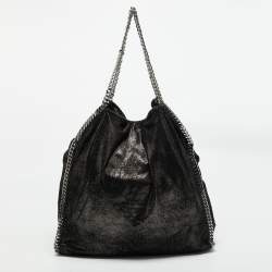 Pre Owned Stella McCartney Black/Gold Faux Suede Large Falabella Tote