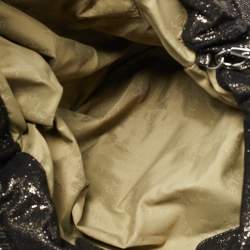 Pre Owned Stella McCartney Black/Gold Faux Suede Large Falabella Tote