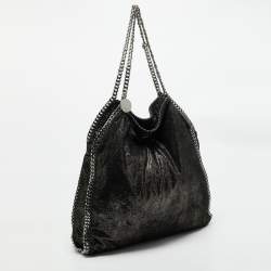 Pre Owned Stella McCartney Black/Gold Faux Suede Large Falabella Tote