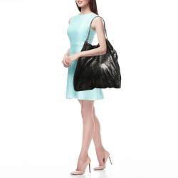 Pre Owned Stella McCartney Black/Gold Faux Suede Large Falabella Tote