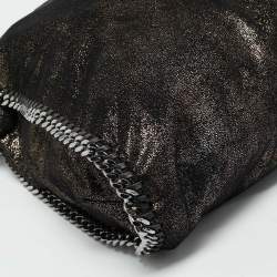 Pre Owned Stella McCartney Black/Gold Faux Suede Large Falabella Tote